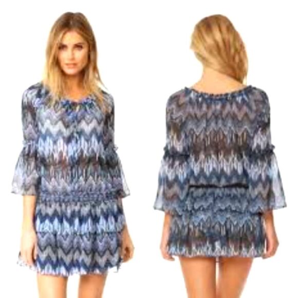 Red Carter Indigo Blues Bell mini dress size M/8 - Picture 2 of 10